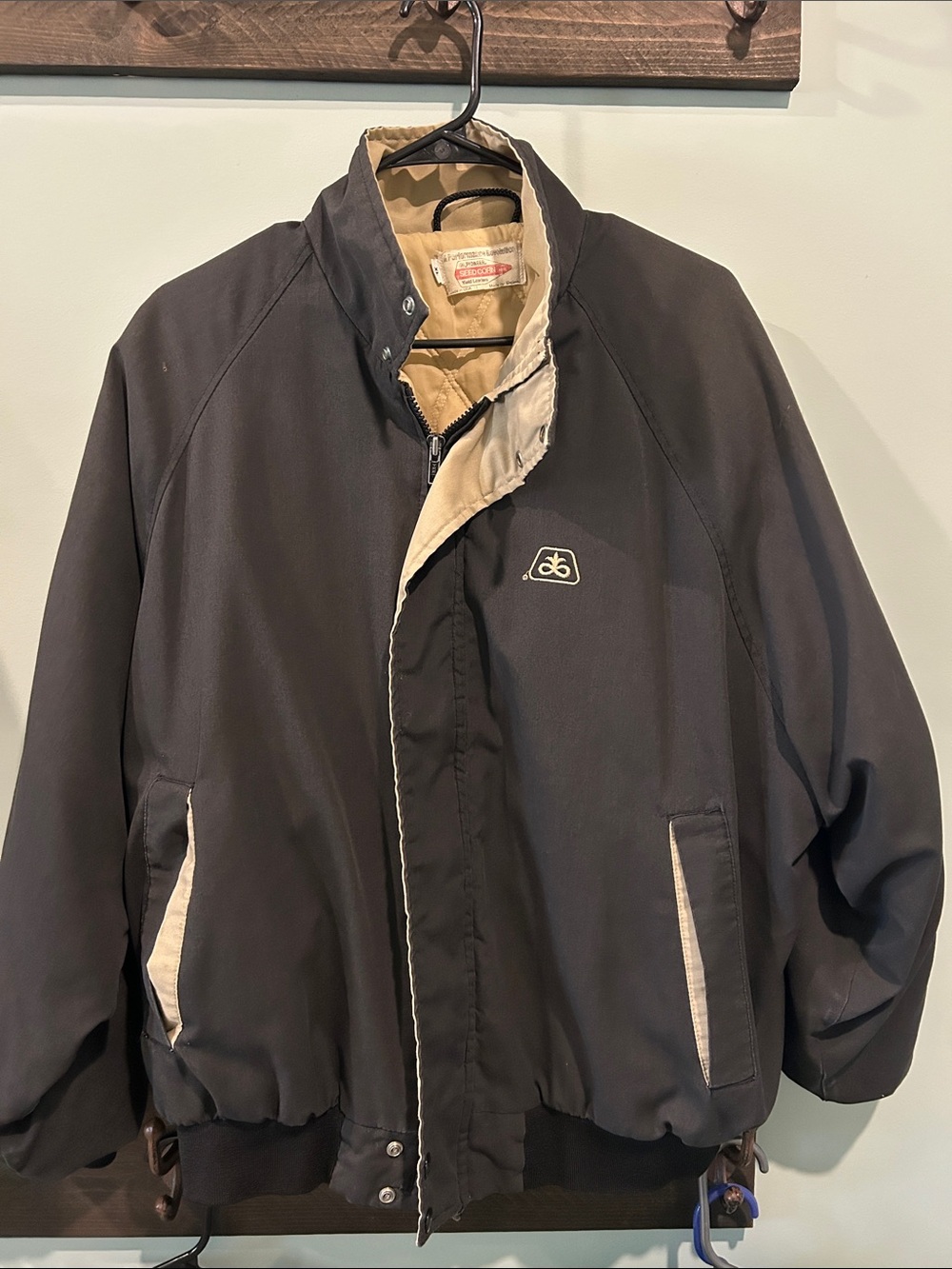 PIONEER Brown Bomber Jacket with Beige Trim